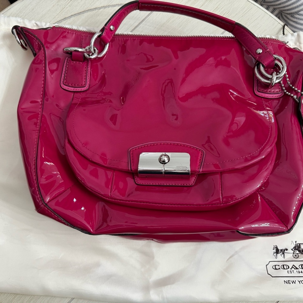 Coach Patent Leather Shoulder Bag with Dustbag